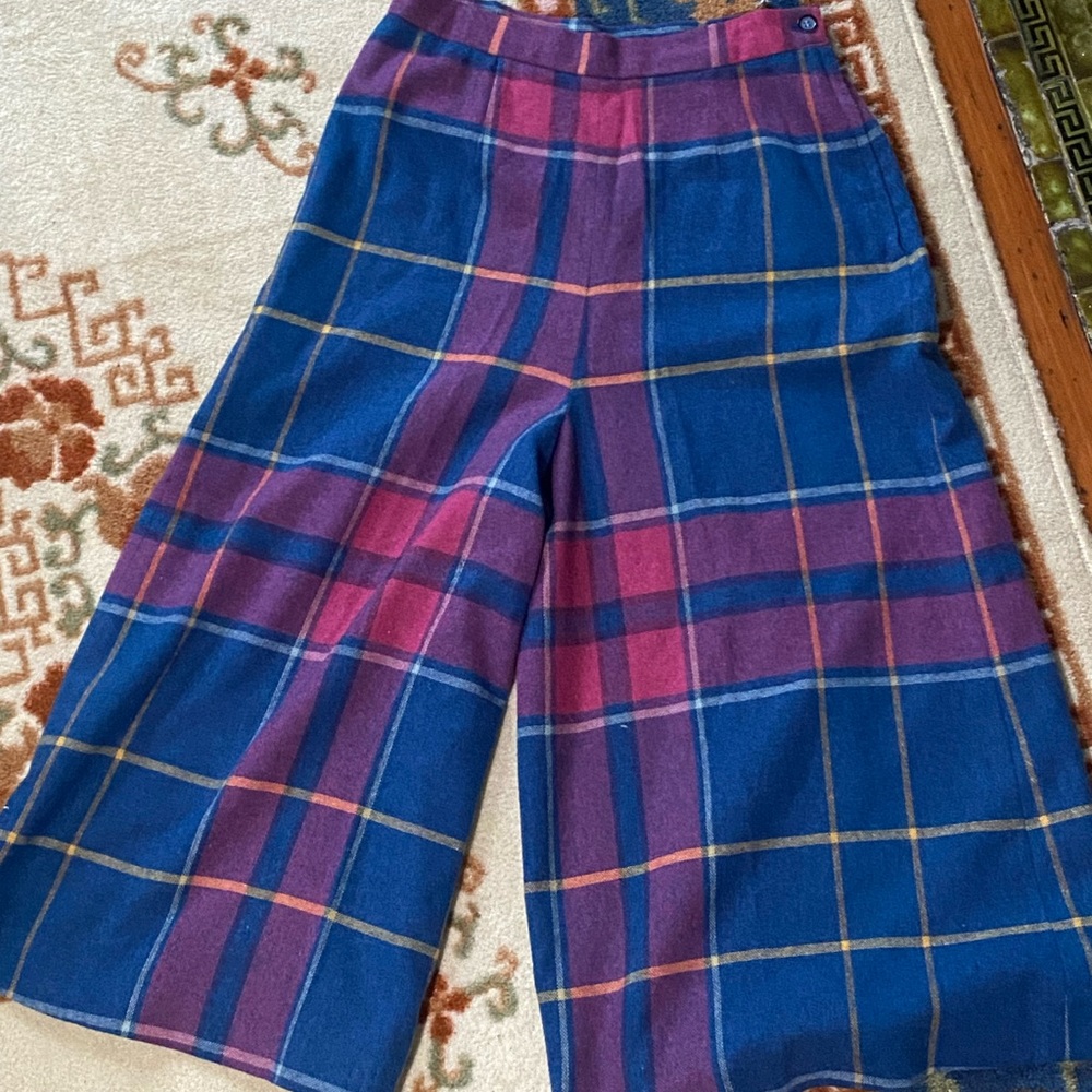 1960s vintage plaid culottes